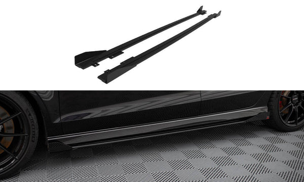 FOR AUDI - RS3 8V FACELIFT - SEDAN - STREET PRO SIDE SKIRTS DIFFUSERS - V1 + FLAPS