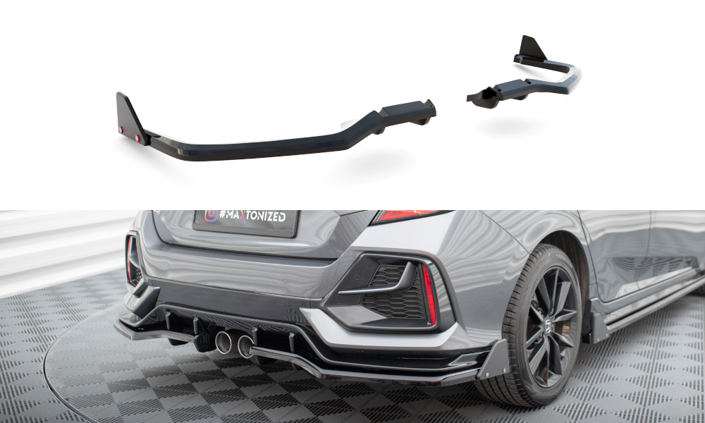 Rear Splitter V.1 (with vertical bars) + Flaps suitable for Honda Civic Sport Mk 10 Facelift