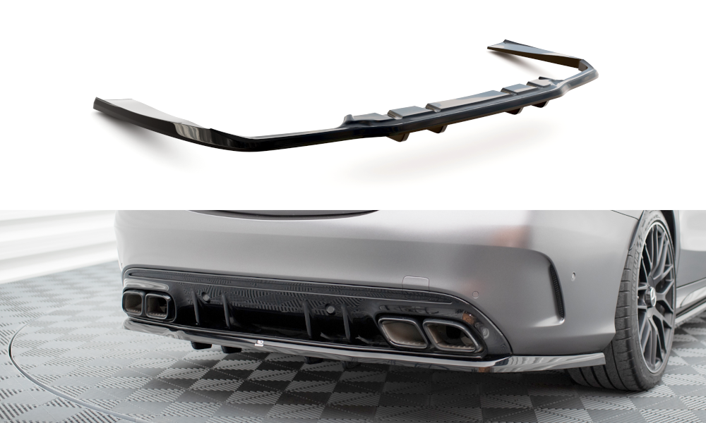 Rear Splitter (With Vertical Bars) suitable for Mercedes-AMG C63 Sedan / Estate W205 Facelift