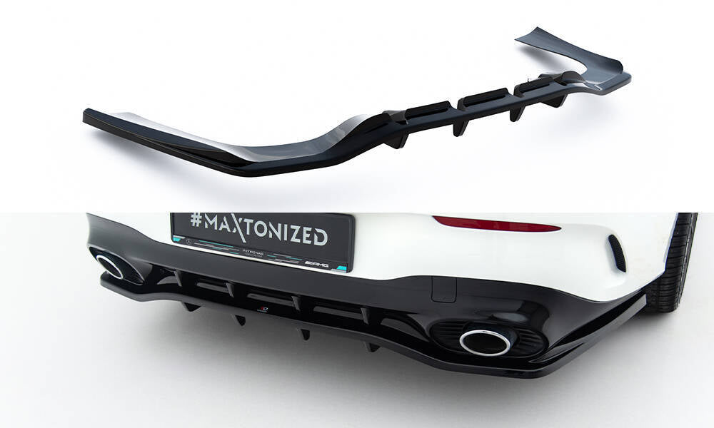 Rear Splitter (With Vertical Bars) suitable for Mercedes-AMG CLA 35 / 45 Coupe / Shooting Brake C118 Facelift / X118 Facelift