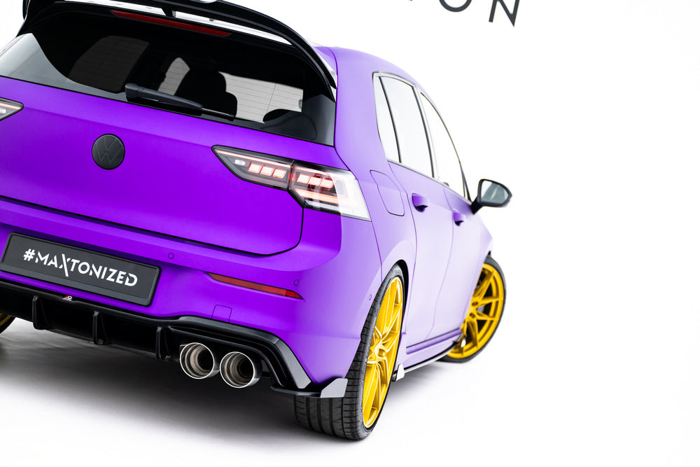 FOR VOLKSWAGEN - GOLF R - MK8 / MK8 FACELIFT - STREET PRO REAR SIDE SPLITTERS - V2 + FLAPS (FOR REAR VALANCE V2)