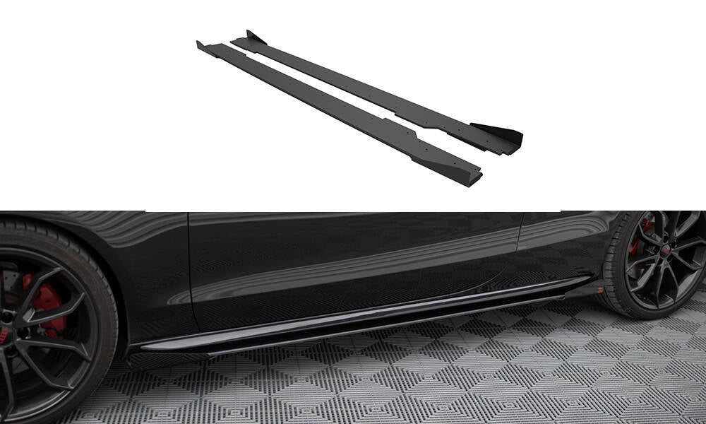 FOR AUDI - A5/S5/B8 - S-LINE COUPE - CABRIO FACELIFT - STREET PRO SIDE SKIRTS DIFFUSERS + FLAPS