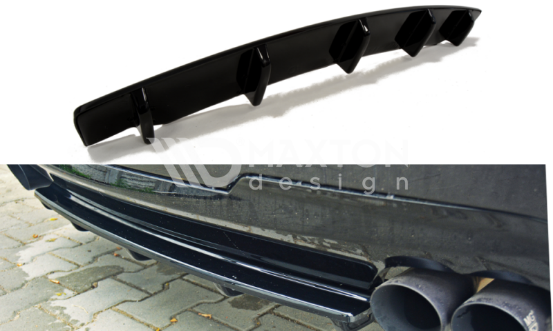 FOR BMW - 5 SERIES - F10 / F11 - M PACK - CENTER REAR SPLITTERS - WITH VERTICAL BARS (FITS TWO DOUBLE EXHAUST TIPS)