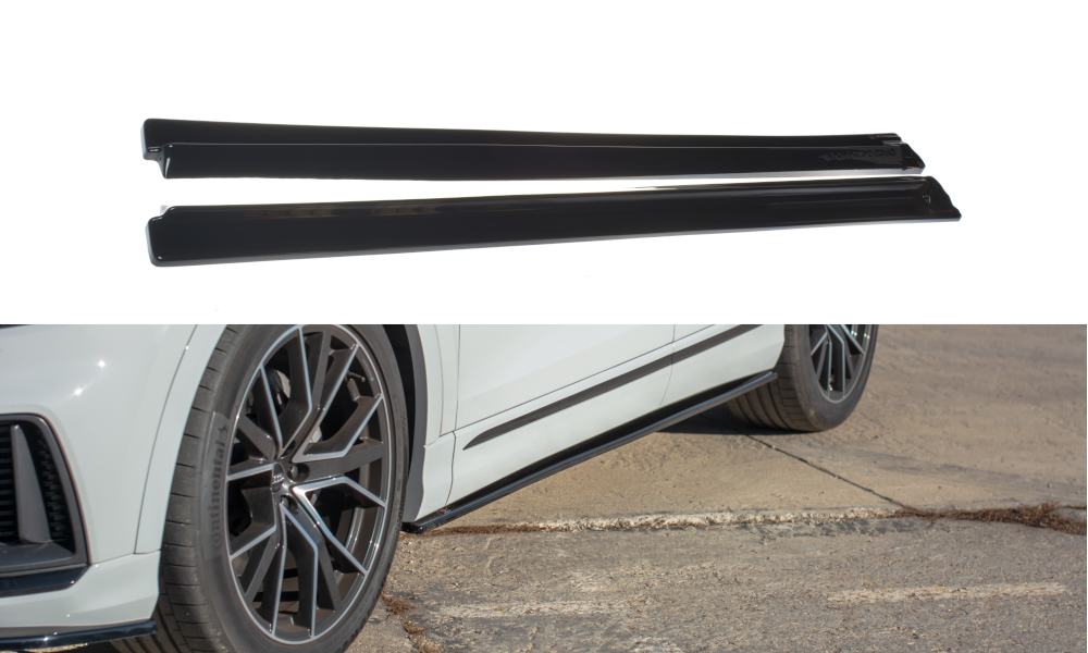 Maxton Design Gloss Black ABS Side Skirt Diffusers – For Audi Q8 S Line (Left & Right, AU-Q8-1-SLINE-SD1G)