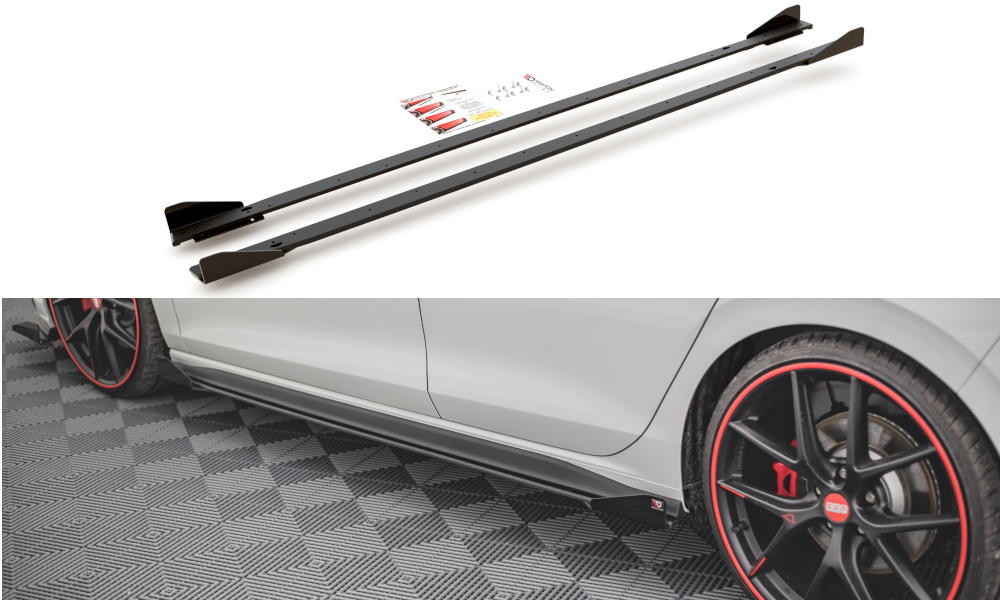 FOR VOLKSWAGEN - MK8 GOLF GTI / GTI CLUBSPORT / R-LINE -DURABILITY SIDE SKIRTS DIFFUSERS + WINGS