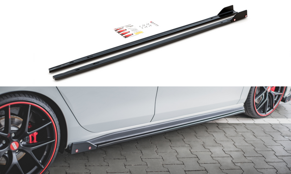 FOR VOLKSWAGEN - MK8 GOLF GTI / GTI CLUBSPORT / R-LINE - SIDE SKIRTS DIFFUSERS + WINGS - V2