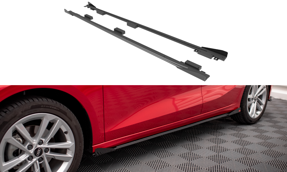 FOR AUDI - A3 - 8Y - STREET PRO - SIDE SKIRTS DIFFUSERS + WINGS