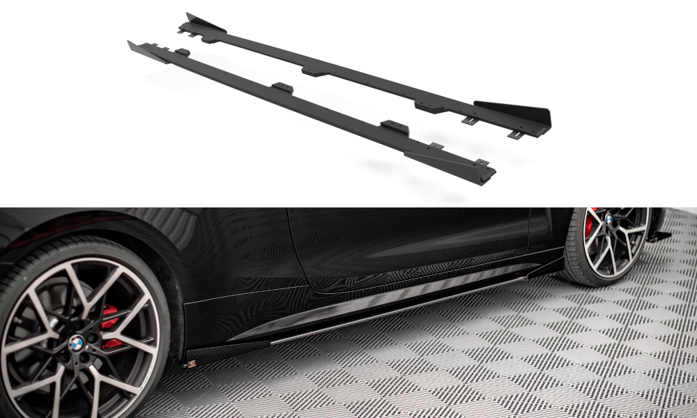 FOR BMW - 4 SERIES - G22 - M-PACK - DURABILITY SIDE SKIRTS DIFFUSERS + WINGS