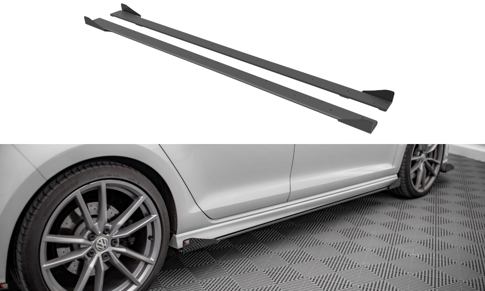 FOR VOLKSWAGEN - MK7 GOLF R - RACING DURABILITY SIDE SKIRTS DIFFUSERS - V1 + WINGS